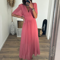 ROBE LONGUE VIEUX ROSE CLAIR KARENE - La Petite Somptueuse