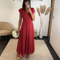 ROBE LONGUE VIEUX ROSE OLIVIA - La Petite Somptueuse