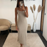 ROBE MARINIERE BEIGE LOU - La Petite Somptueuse