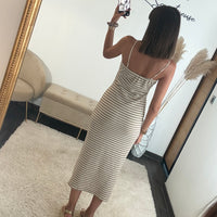 ROBE MARINIERE BEIGE LOU - La Petite Somptueuse