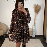 ROBE MARRON ET BEIGE SYLVIA - La Petite Somptueuse