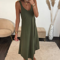 ROBE MI-LONGUE KAKI CLARA - La Petite Somptueuse