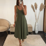 ROBE MI-LONGUE KAKI CLARA - La Petite Somptueuse