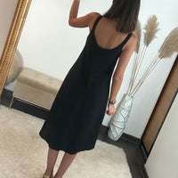 ROBE MI-LONGUE NOIRE CLARA - La Petite Somptueuse
