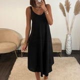ROBE MI-LONGUE NOIRE CLARA - La Petite Somptueuse