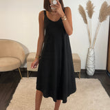 ROBE MI-LONGUE NOIRE CLARA - La Petite Somptueuse