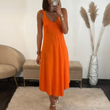 ROBE MI-LONGUE ORANGE CLARA - La Petite Somptueuse