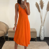 ROBE MI-LONGUE ORANGE CLARA - La Petite Somptueuse