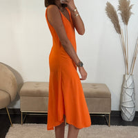 ROBE MI-LONGUE ORANGE CLARA - La Petite Somptueuse