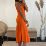 ROBE MI-LONGUE ORANGE CLARA - La Petite Somptueuse