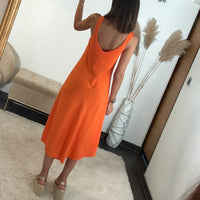 ROBE MI-LONGUE ORANGE CLARA - La Petite Somptueuse