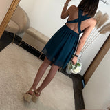 ROBE MULTIPOSITION COURTE BLEU ATHENA - La Petite Somptueuse