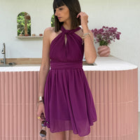 ROBE MULTIPOSITION COURTE PRUNE ATHENA - La Petite Somptueuse
