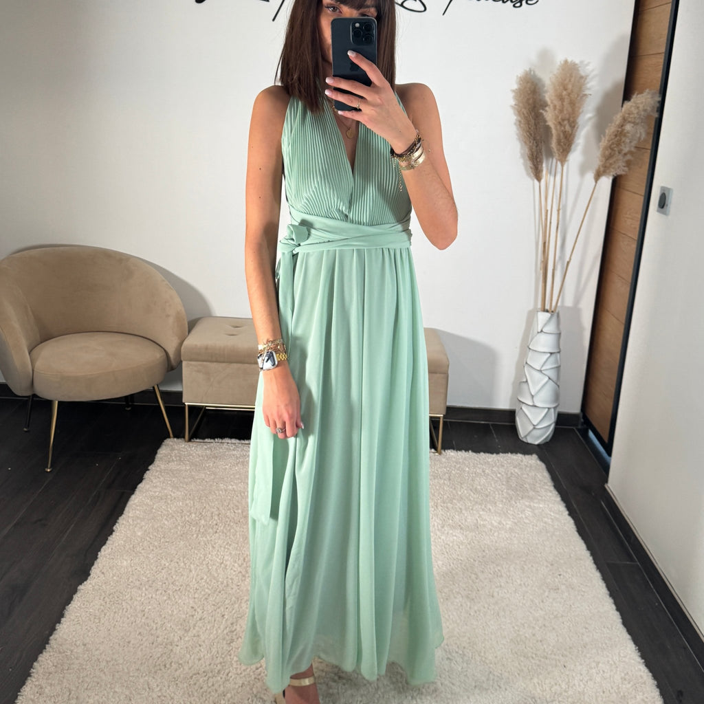 ROBE MULTIPOSITION VERT D'EAU OLYMPE – La Petite Somptueuse