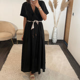 ROBE NOIRE CEINTURE FOULARD - La Petite Somptueuse