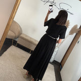 ROBE NOIRE CEINTURE FOULARD - La Petite Somptueuse