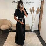 ROBE NOIRE CEINTURE FOULARD - La Petite Somptueuse