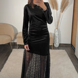 ROBE NOIRE DENTELLE ET VELOURS - La Petite Somptueuse