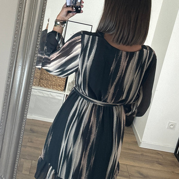 ROBE NOIRE ET BEIGE LISA - La Petite Somptueuse