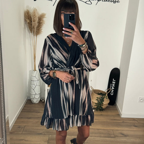 ROBE NOIRE ET BEIGE LISA - La Petite Somptueuse