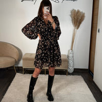 ROBE NOIRE ET BEIGE SYLVIA - La Petite Somptueuse