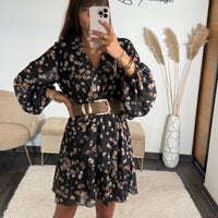 ROBE NOIRE ET BEIGE SYLVIA - La Petite Somptueuse