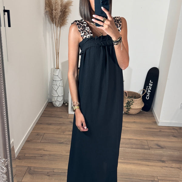 ROBE NOIRE ET LEOPARD TANIA - La Petite Somptueuse