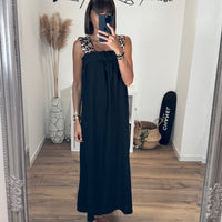 ROBE NOIRE ET LEOPARD TANIA - La Petite Somptueuse