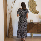 ROBE NOIRE FLEURIE KATY - La Petite Somptueuse