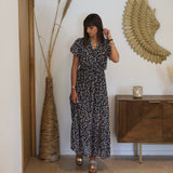 ROBE NOIRE FLEURIE KATY - La Petite Somptueuse