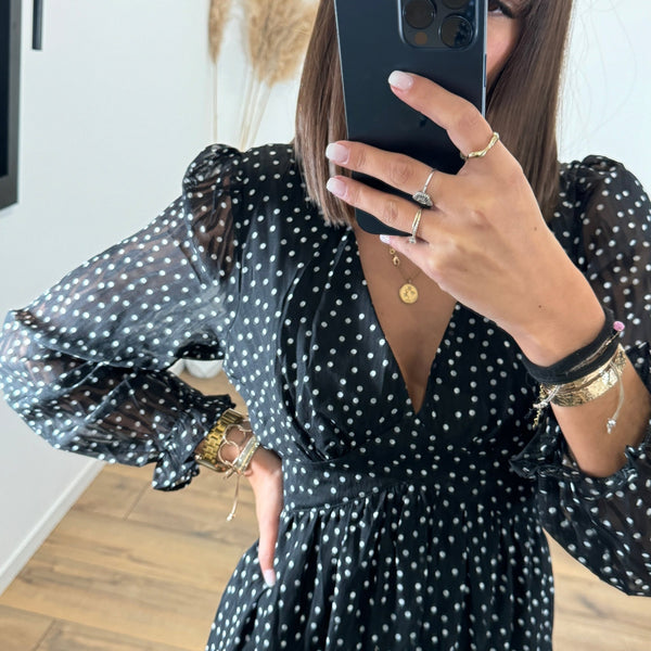 ROBE NOIRE POIS ZALIA - La Petite Somptueuse