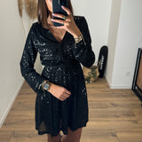 ROBE NOIRE SEQUINS APPOLINE - La Petite Somptueuse