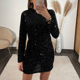 ROBE NOIRE SEQUINS ELINE - La Petite Somptueuse