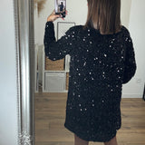 ROBE NOIRE SEQUINS LOUISA - La Petite Somptueuse