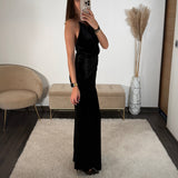 ROBE NOIRE VELOURS OCEANE - La Petite Somptueuse