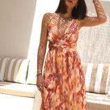 ROBE ORANGE ET BEIGE NOEMIE - La Petite Somptueuse