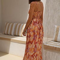 ROBE ORANGE ET BEIGE NOEMIE - La Petite Somptueuse
