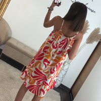 ROBE ORANGE ET ROUGE ADELE - La Petite Somptueuse