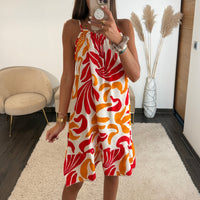 ROBE ORANGE ET ROUGE ADELE - La Petite Somptueuse