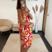 ROBE ORANGE ET ROUGE ADELE - La Petite Somptueuse
