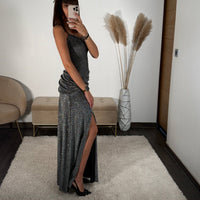 ROBE PAILLETE ARGENTE ANYA - La Petite Somptueuse