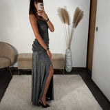 ROBE PAILLETE ARGENTE ANYA - La Petite Somptueuse