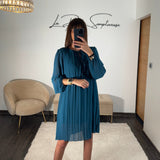 ROBE PLISSEE BLEU AMANDA - La Petite Somptueuse