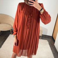 ROBE PLISSEE TERRACOTTA AMANDA - La Petite Somptueuse