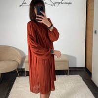 ROBE PLISSEE TERRACOTTA AMANDA - La Petite Somptueuse