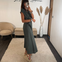 ROBE PORTEFEUILLE KAKI TARAH - La Petite Somptueuse