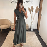 ROBE PORTEFEUILLE KAKI TARAH - La Petite Somptueuse