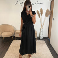 ROBE PORTEFEUILLE NOIR TARAH - La Petite Somptueuse