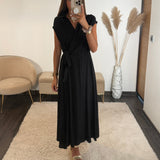ROBE PORTEFEUILLE NOIR TARAH - La Petite Somptueuse