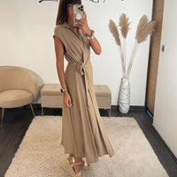 ROBE PORTEFEUILLE TAUPE TARAH - La Petite Somptueuse